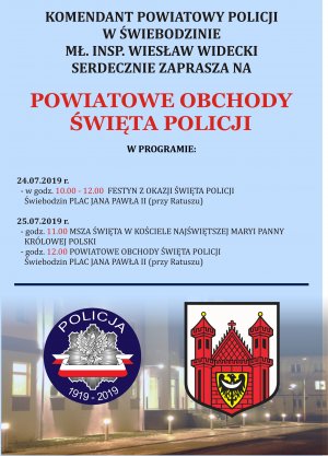 Plakat z programem święta policji