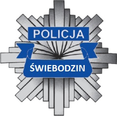 Logo Policji z dopiskiem Świebodzin. Typ odznaki.