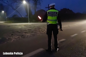 Policjant zatrzymuje do kontroli auto
